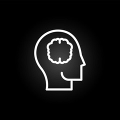 thinking, head, brain, creative idea neon icon. Elements of positive thinking set. Simple icon for websites, web design, mobile app, info graphics