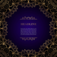 Luxury background with golden ornamental frame for greeting card, invitation or announcement