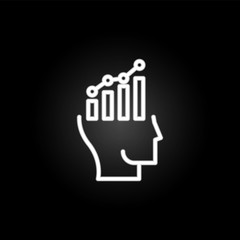 thinking, head, chart, analytics brain neon icon. Elements of positive thinking set. Simple icon for websites, web design, mobile app, info graphics