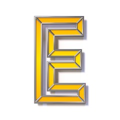 Orange metal wire font Letter E 3D