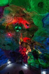Inside Karst cave, there were colored lights