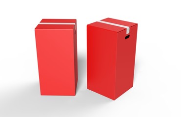 Blank Heavy-Duty Medium Moving Box with Handles for mock up and branding. 3d render illustration.