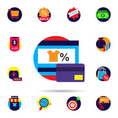 Discount, online payment icon. Universal set of discount for website design and development, app development