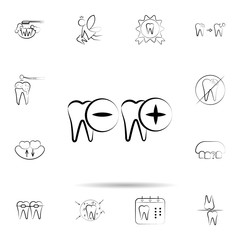 Tooth minus, plus icon. Universal set of dentist for website design and development, app development