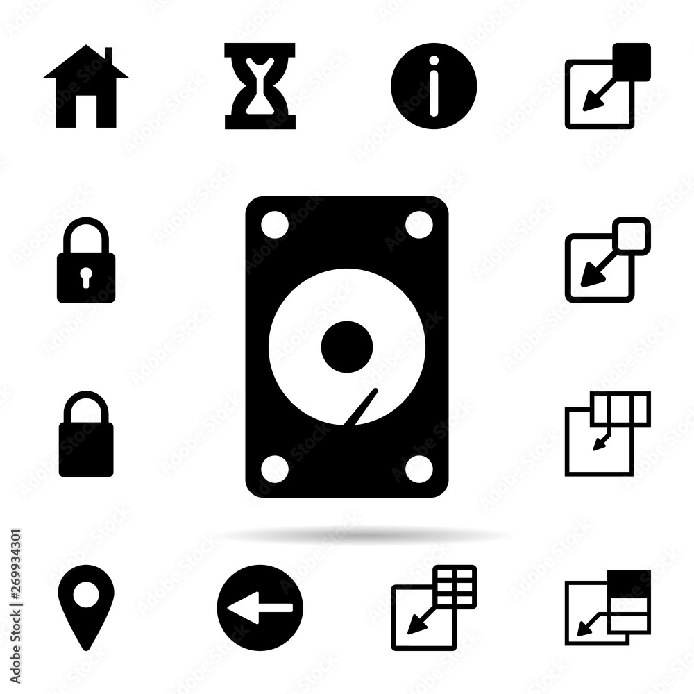 Poster hard drive icon. universal set of web for website design and development, app development