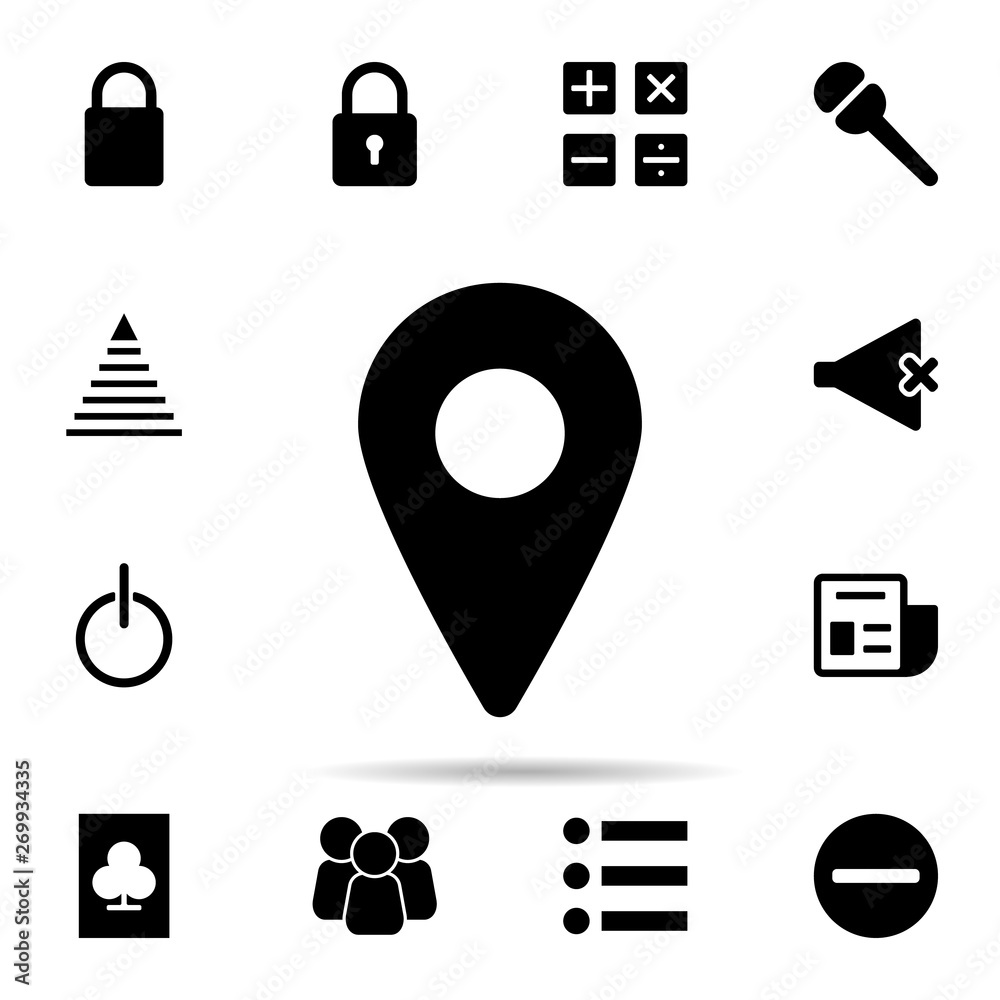 Poster location pin icon. universal set of web for website design and development, app development