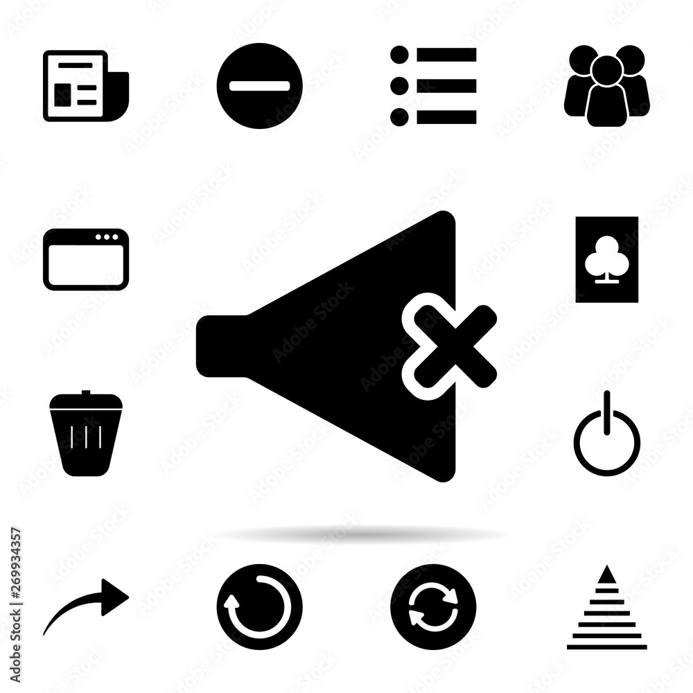 Poster muted speaker icon. universal set of web for website design and development, app development