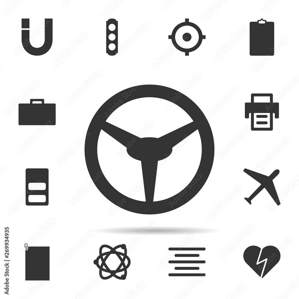 Poster steering wheel icon. universal set of web for website design and development, app development