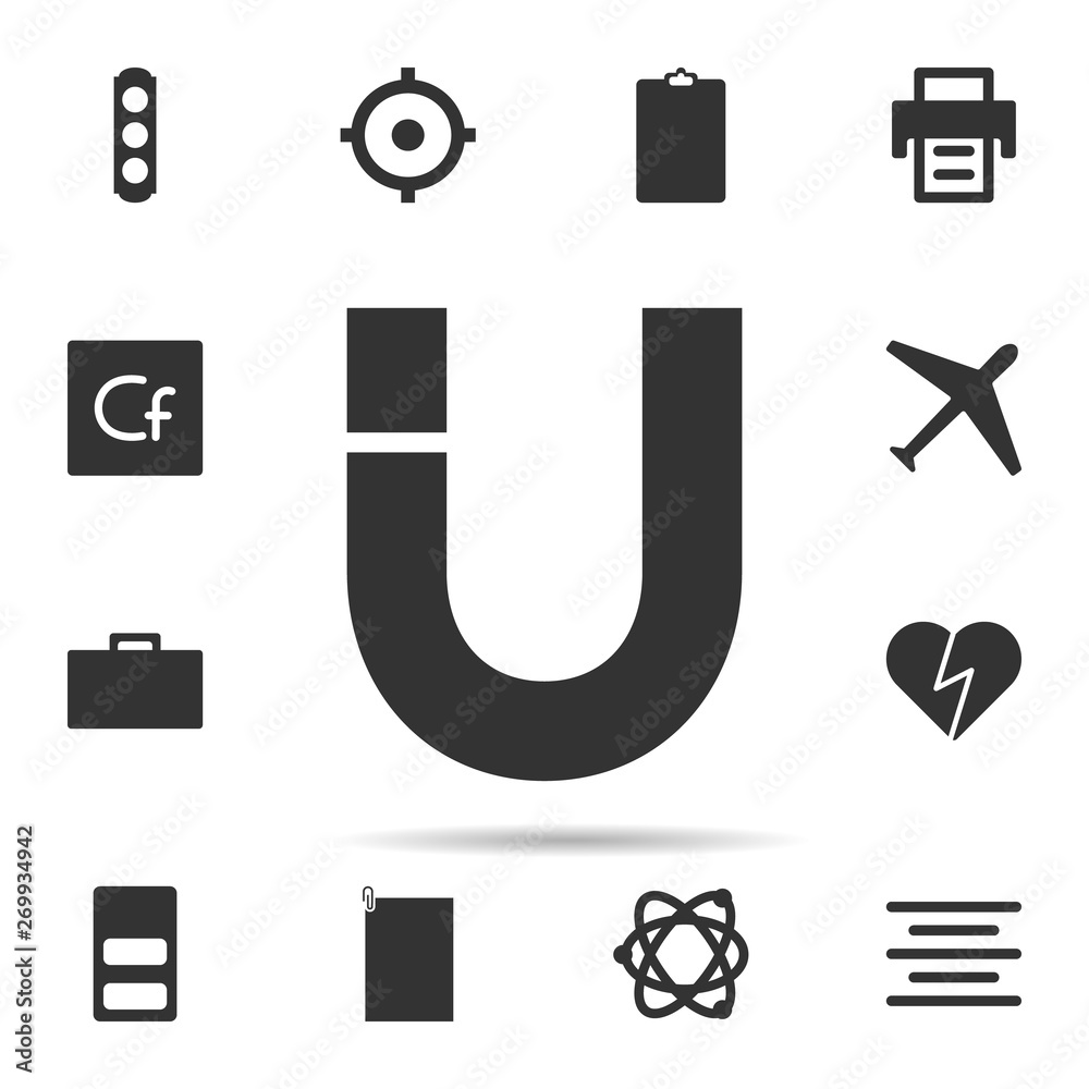 Poster text letter u icon. universal set of web for website design and development, app development