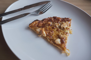 fresh and hot Pizza slice for lunch.