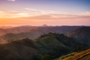 Beautiful view of Phu Tub Berk hill in morning in sun light in morning. Phu Hin Rong Kla National Park in Thailand.