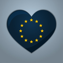 heart with union europe flag inside vector symbol illustration