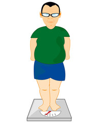 Vector illustration full men measuring its weight