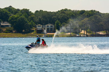 Fototapeta premium People Enjoying with Jet Boating at Sea in Florida