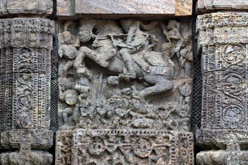 Konark Sun Temple in Odisha, India. Ancient ruin statue of Konark Sun temple.