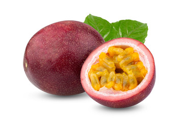 Passion fruit isolated on the white background. full depth of field