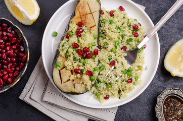 Fried eggplant with couscous