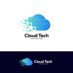 pixels cloud logo design template, tech logo designs concept