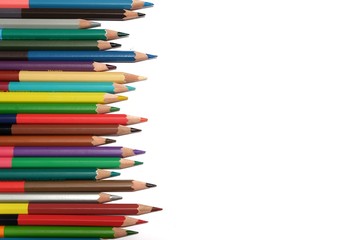 Color pencils isolated on white background. copy space with colored pencils