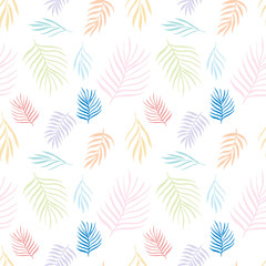 Seamless pattern with palm leaves background. Vector illustration.