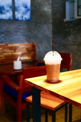 Cold coffee in the corner of the coffee shop