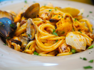 spaghetti seafood, famous food in Italy.