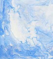 Watercolor style. Retro style. Colorful texture. Abstract blue background