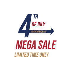 Flyer Celebrate Happy 4th of July - Independence Day with Mega sale National American holiday event. Flat Vector illustration EPS10