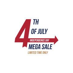 Flyer Celebrate Happy 4th of July - Independence Day with Mega sale National American holiday event. Flat Vector illustration EPS10