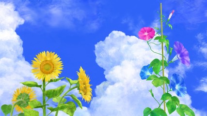 夏真っ盛りのイラスト 風鈴とアサガオ Background Wall Mural Backgrou Gyoganjin
