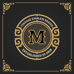 Vintage Luxury Banner Template Design for Label, Frame, Product Tags. Retro Emblem Design. Vector illustration