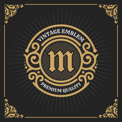 Vintage Luxury Banner Template Design for Label, Frame, Product Tags. Retro Emblem Design. Vector illustration