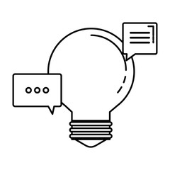 bulb idea think with speech bubbles