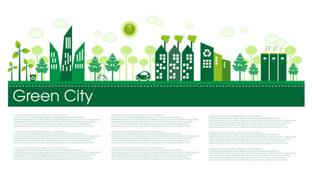 Green Eco city living concept.