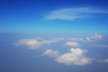 Fototapeta na wymiar Very clear sky look above from an airplane