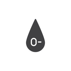 0- blood type vector icon. Blood drop filled flat sign for mobile concept and web design. 0 minus, negative blood group glyph icon. Symbol, logo illustration. Vector graphics