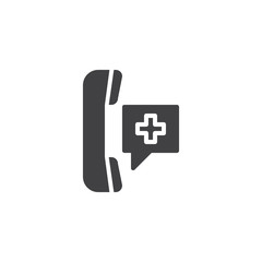 Fototapeta premium Emergency call vector icon. filled flat sign for mobile concept and web design. Medical support telephone glyph icon. Symbol, logo illustration. Vector graphics