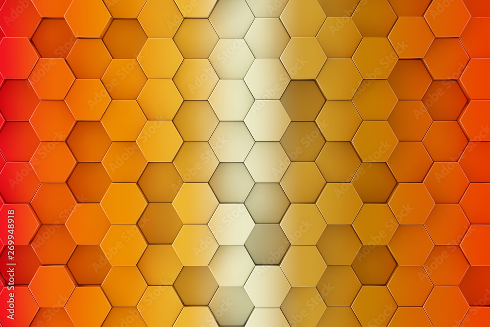 Fototapete colourful rainbow abstract honeycomb hexagone background texture. 3d rendering