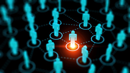 Abstract Social network concept, connecting human figures.