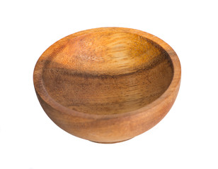 Wooden bowl isolated on white background