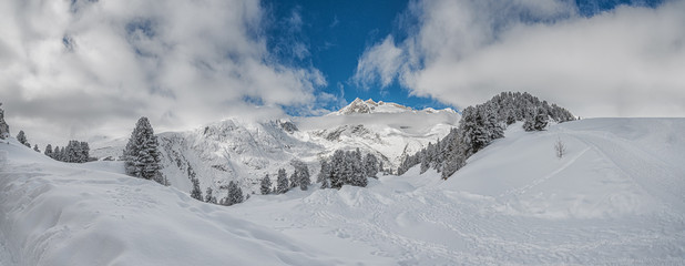 winter panorama in the swiss alps