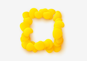 Obraz premium Yellow square isolated background. Design elements of liquid rounded plastic shapes, smooth sea stones, Flat Liquid splash bubble. 3d fluid objects. Modern abstract pattern organic substances