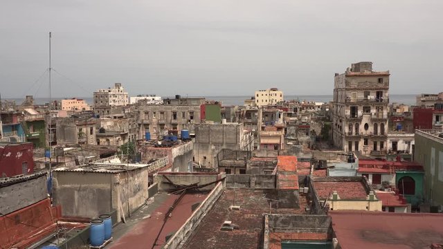 Amazing Havana old town view from high rooftop in Cuba during daytime