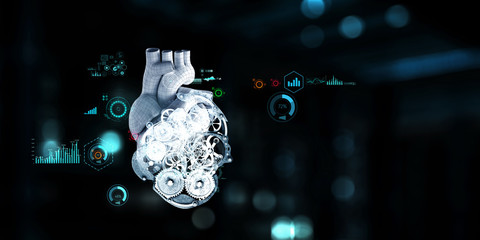 Anatomic heart made with steel gears and mechanic parts