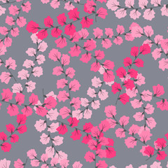 Botanical background with colorful leaves. Seamless floral pattern. Summer vector illustration.