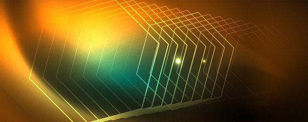 Shiny glowing design background, neon style lines, technology concept, vector