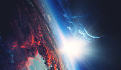 Deep space beauty. Planet orbit.