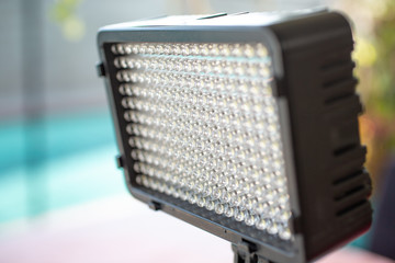 A closeup look at a video light LED panel