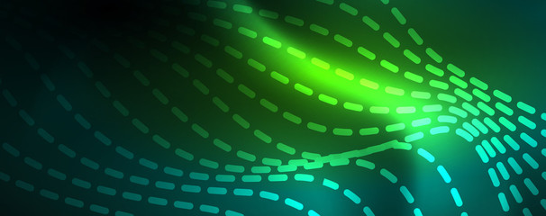 Obraz premium Shiny neon vector wave line abstract background, motion concept