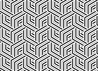 Abstract geometric pattern with stripes, lines. Seamless vector background. White and black ornament. Simple lattice graphic design